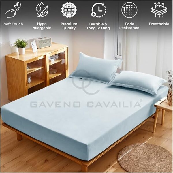 Sky Blue Plain Deluxe Fitted Sheet - Image 16