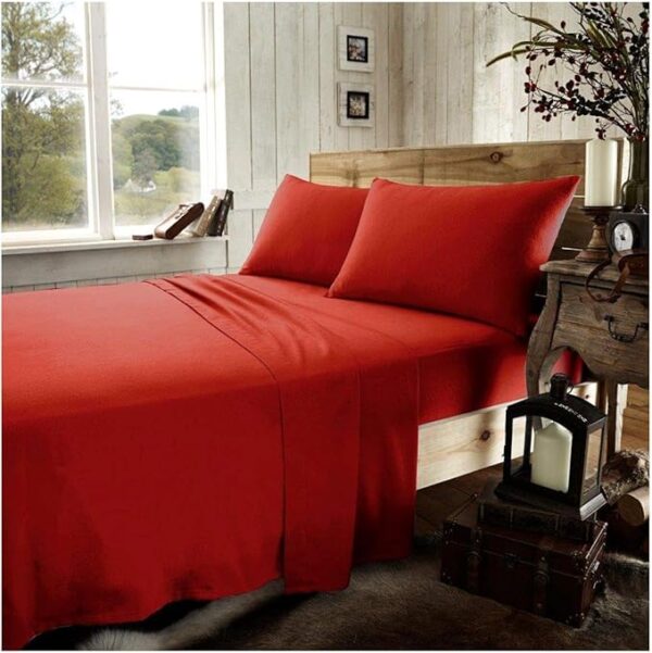 Beige Plain 100% Brushed Cotton Flat Sheet - Image 3