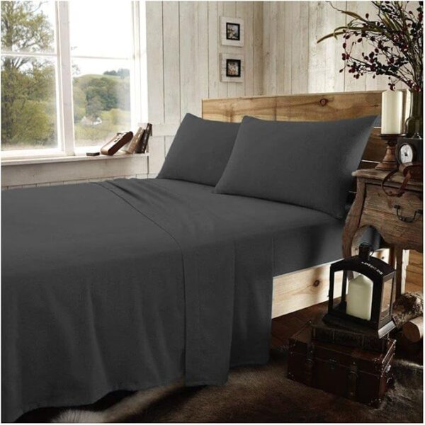 Beige Plain 100% Brushed Cotton Flat Sheet - Image 10