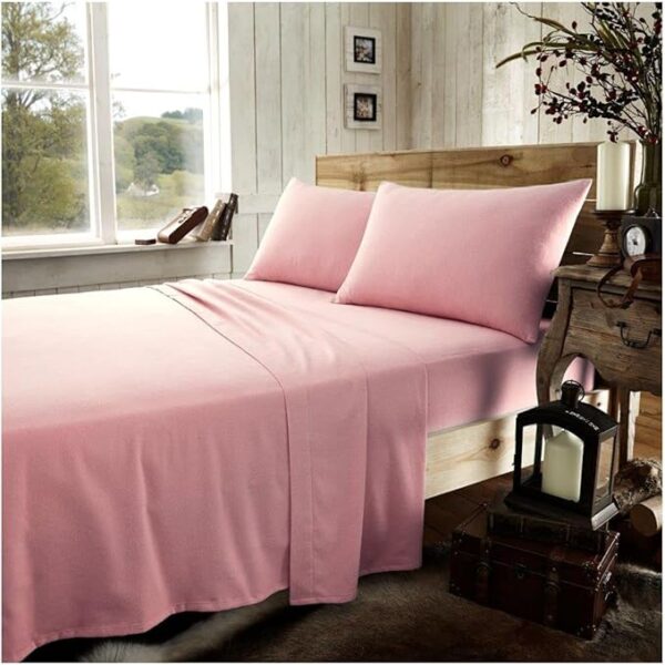 Beige Plain 100% Brushed Cotton Flat Sheet - Image 5