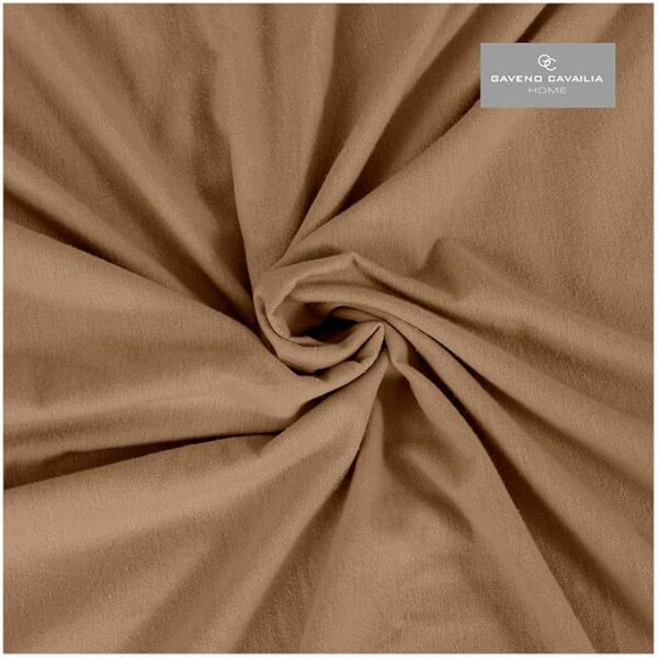 Beige Plain 100% Brushed Cotton Flat Sheet - Image 13